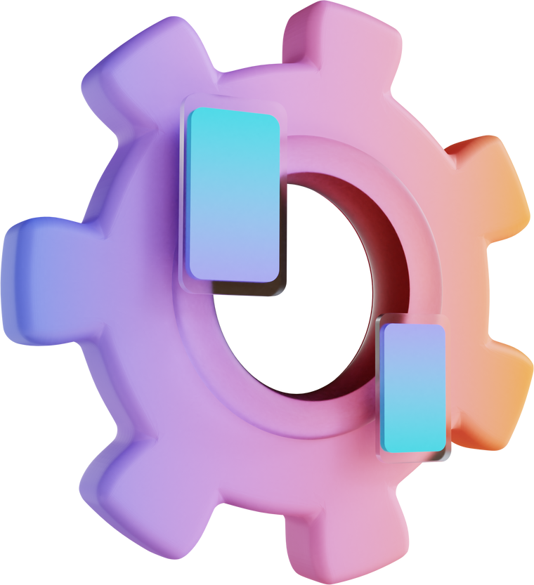 3D illustration colorful gear setting